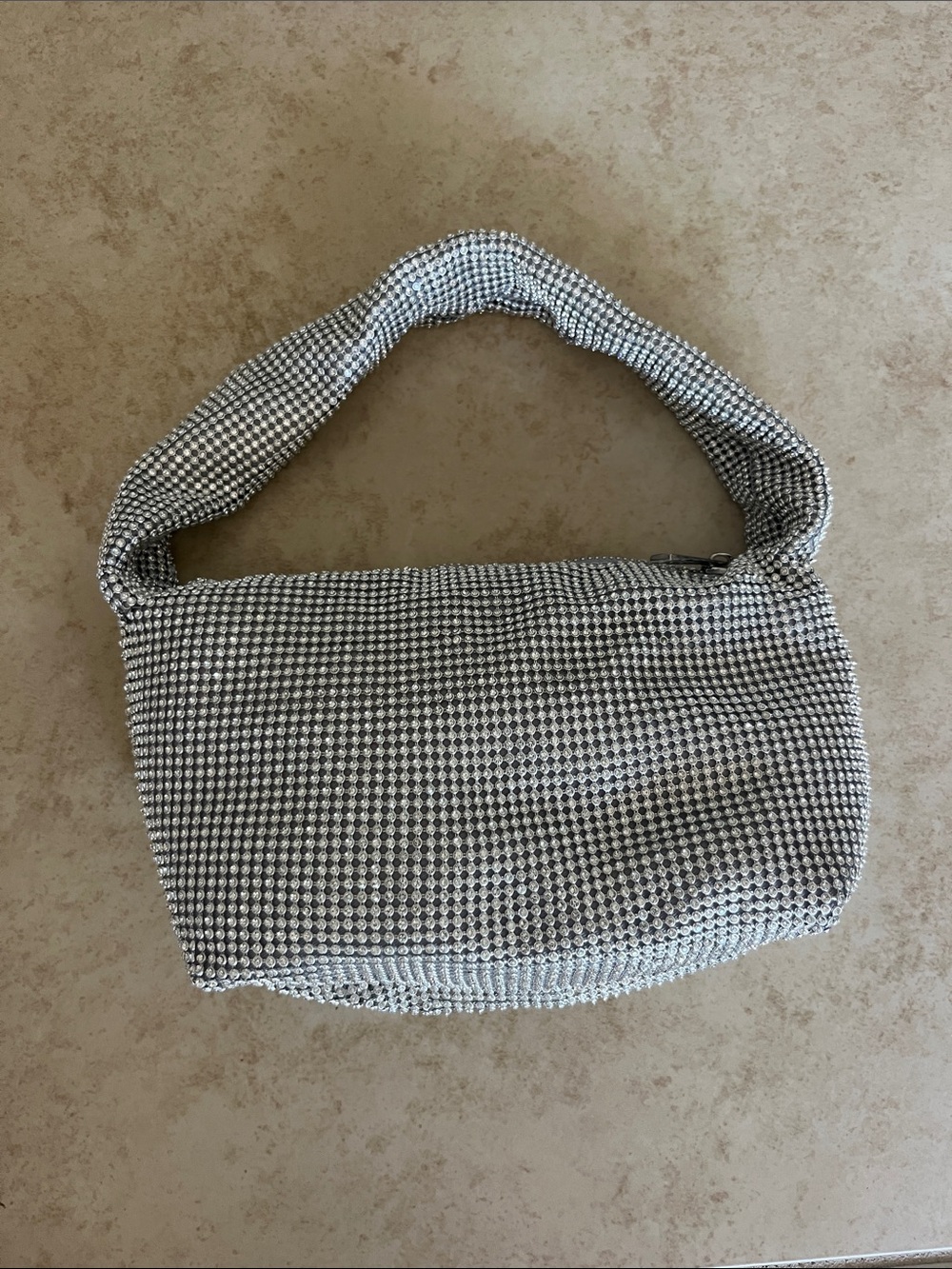 Silver Crystal-Embellished Women’s Shoulder Bag
